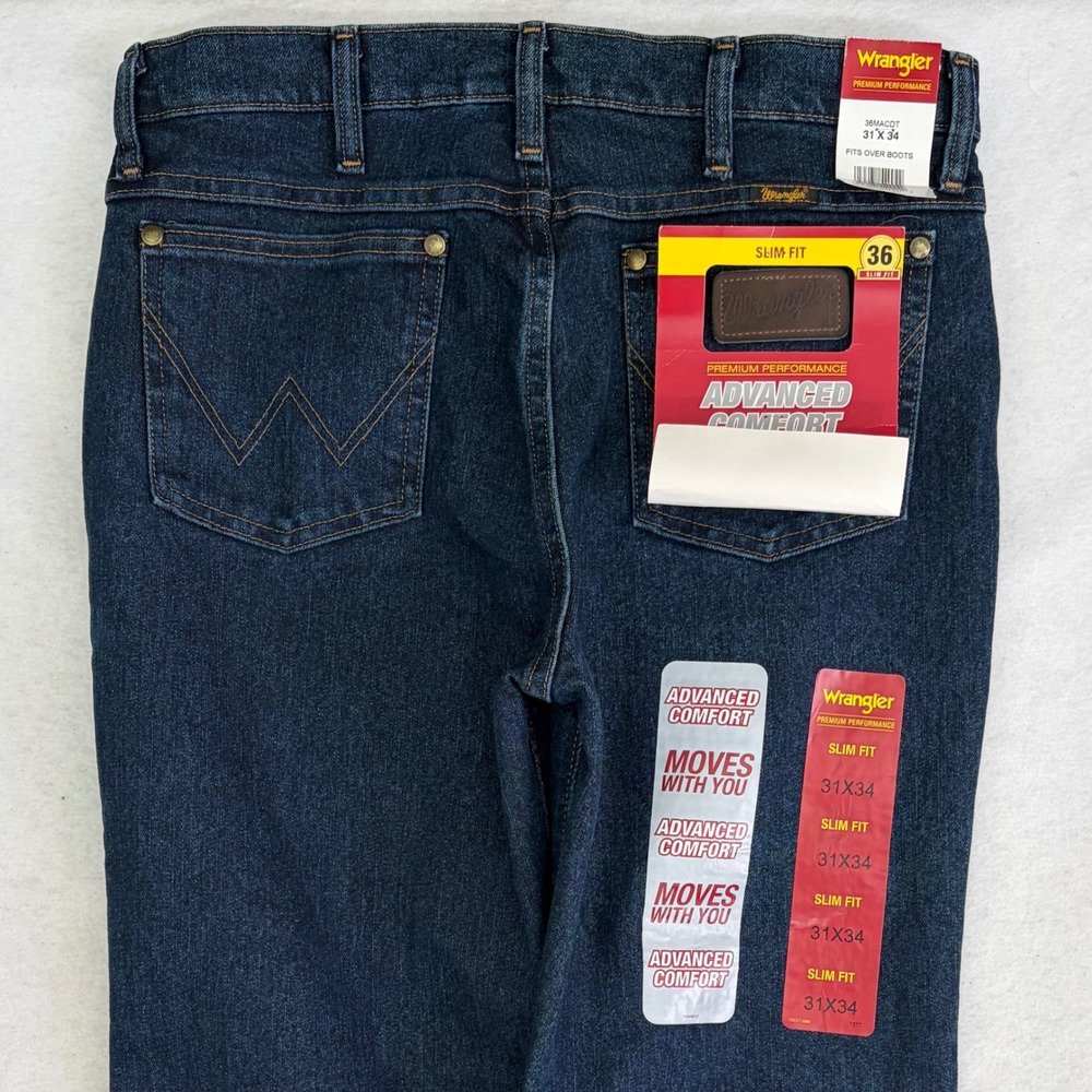 Wrangler Cowboy Cut Jeans Mens 31x34 Dark Indigo Wash New Advanced Comfort - Picture 4 of 10